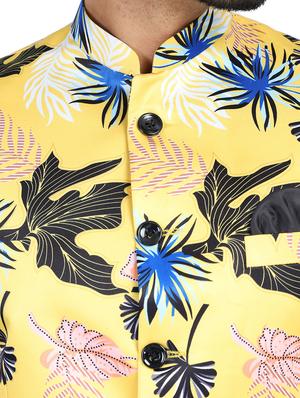 yellow printed bandhgalas formal blazer - 17865895 - Standard Image - 4