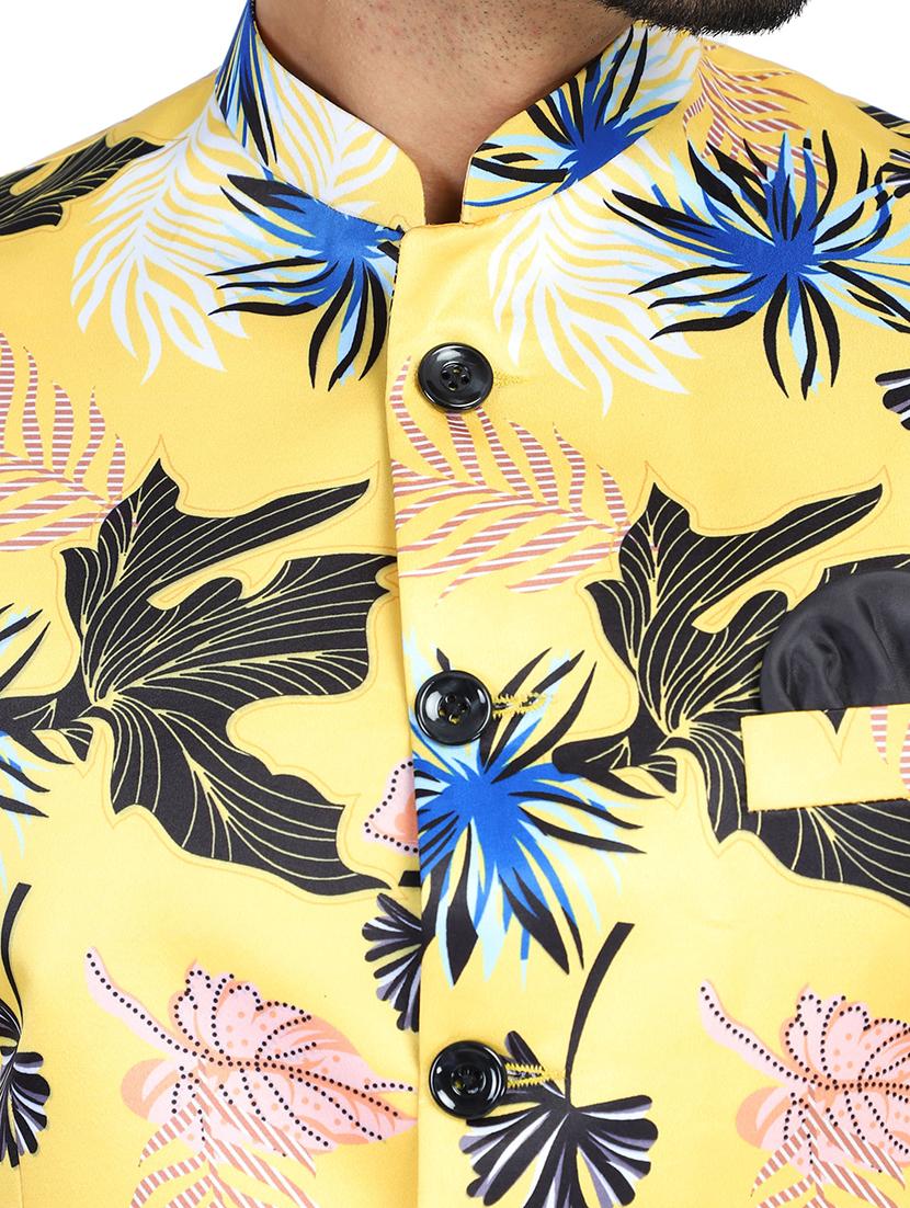 yellow printed bandhgalas formal blazer - 17865895 - Zoom Image - 4