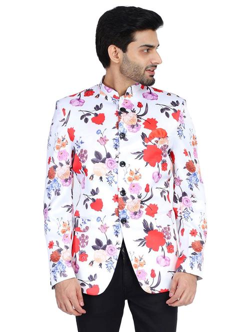 white floral bandhgalas formal blazer - 17865896 - Standard Image - 1