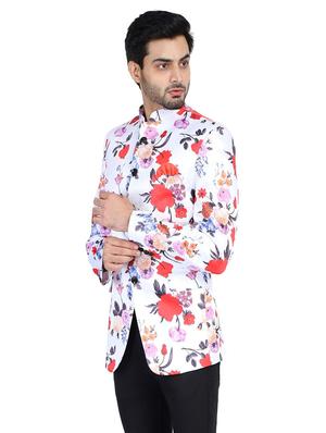 white floral bandhgalas formal blazer - 17865896 - Standard Image - 2