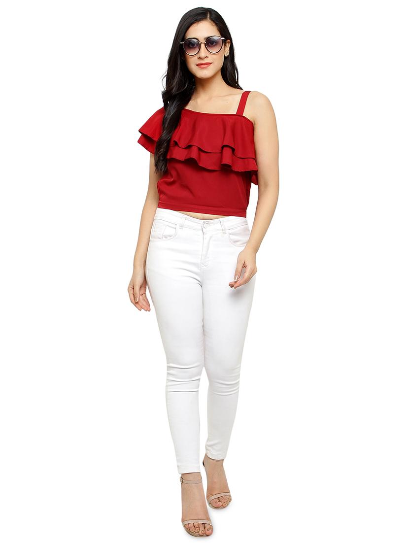 single sleeved crop top - 17866675 - Zoom Image - 4