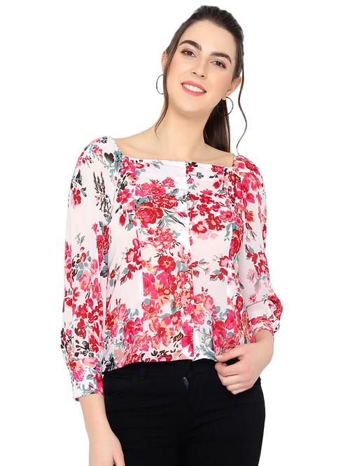 square neck floral top - 17866685 - Standard Image - 1