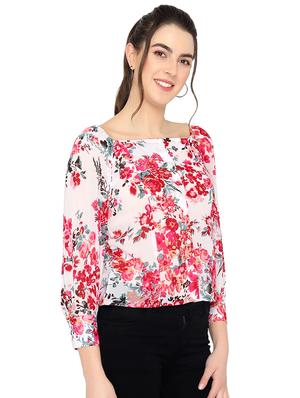square neck floral top - 17866685 - Standard Image - 2