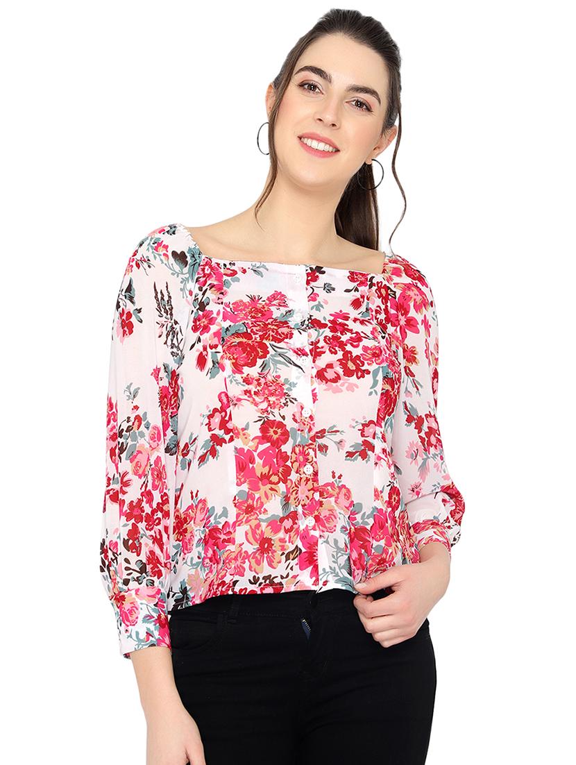 square neck floral top - 17866685 - Zoom Image - 1