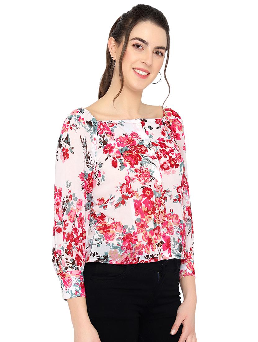 square neck floral top - 17866685 - Zoom Image - 2