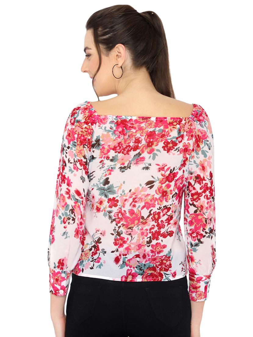 square neck floral top - 17866685 - Zoom Image - 3