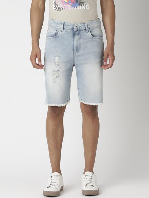 blue washed ripped denim shorts - 17866825 - Very Small Image - 1