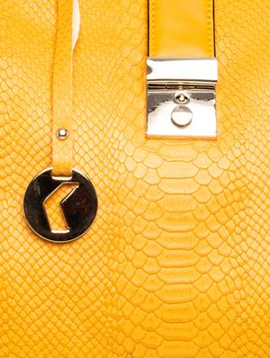 yellow leatherette (pu) regular handbag - 17867002 - Standard Image - 4