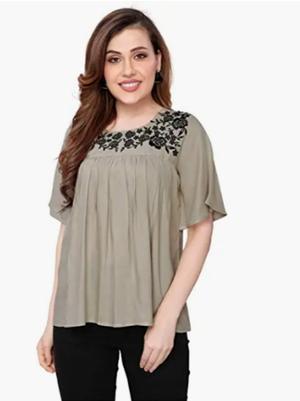 grey crepe top - 17867057 - Standard Image - 2