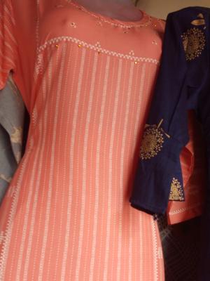 orange cotton kurta - 17867105 - Standard Image - 2