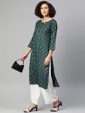 printed straight kurta - 17867131 - Standard Image - 4