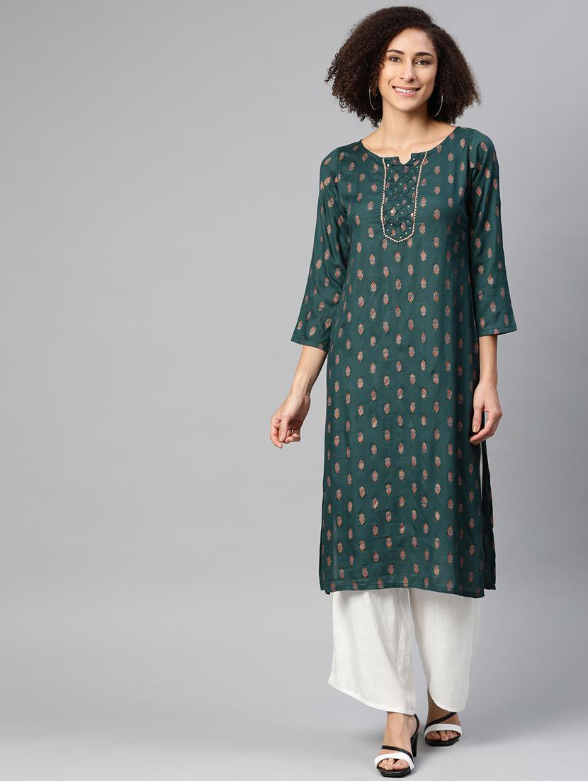 printed straight kurta - 17867131 - Zoom Image - 1