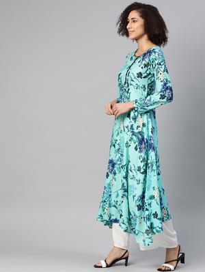 printed flared kurta - 17867132 - Standard Image - 2