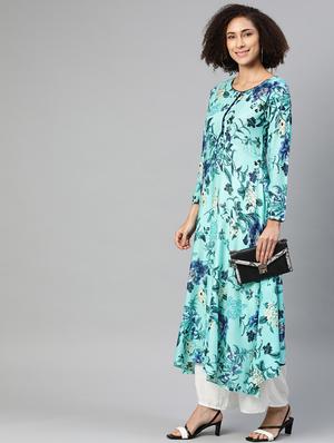 printed flared kurta - 17867132 - Standard Image - 4