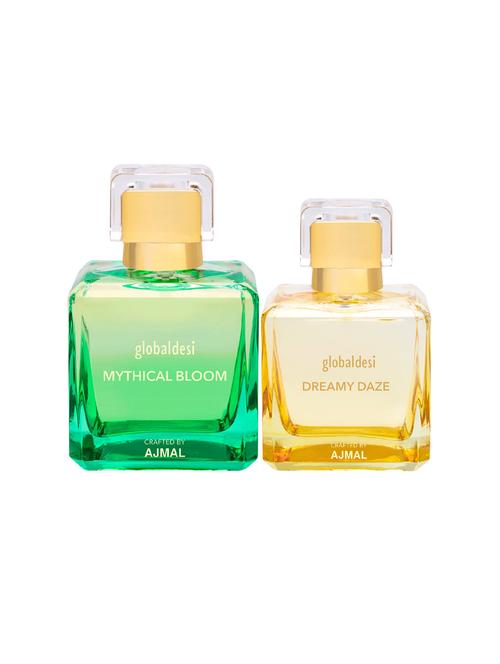 global mythical bloom 100ml & dreamy daze 50ml eau de parfum for women crafted by ajmal + 2 parfum testers - 17869344 - Standard Image - 1