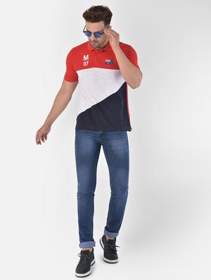 red color block polo t-shirt - 17870825 - Standard Image - 4