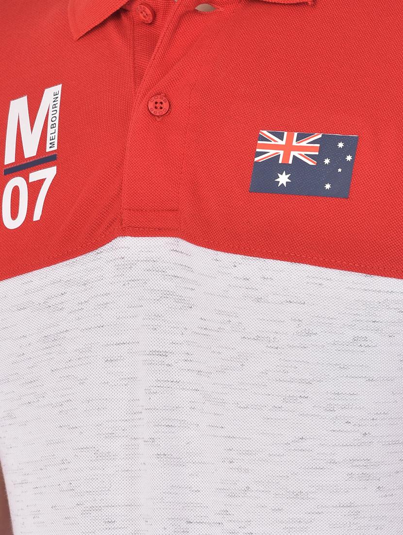 red color block polo t-shirt - 17870825 - Zoom Image - 5