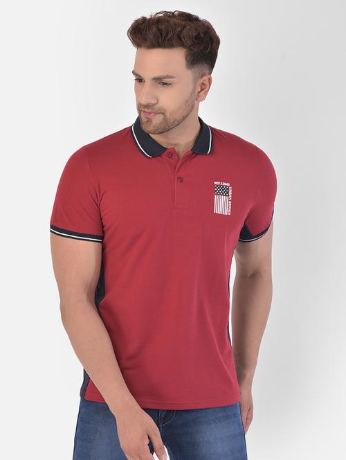 red solid polo t-shirt - 17870827 - Standard Image - 1