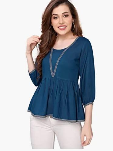blue polycrepe top - 17870844 - Standard Image - 1
