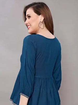 blue polycrepe top - 17870844 - Standard Image - 2