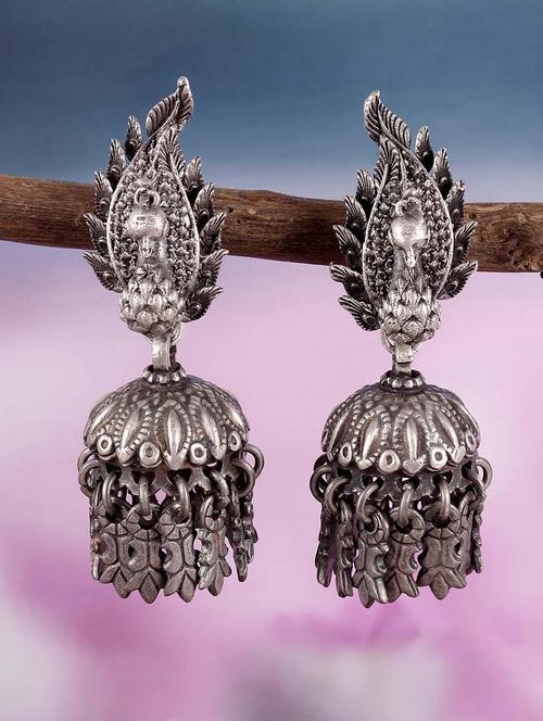 silver tone silver jhumka earring - 17871774 - Standard Image - 1
