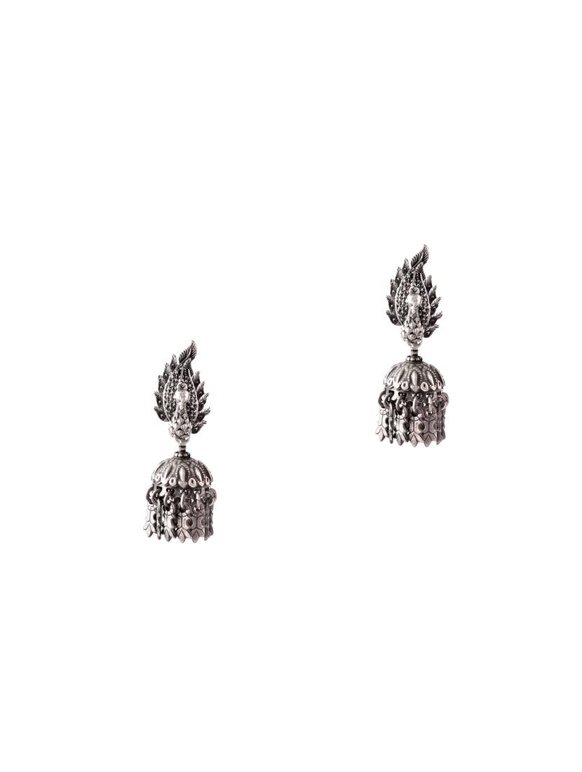 silver tone silver jhumka earring - 17871774 - Zoom Image - 2