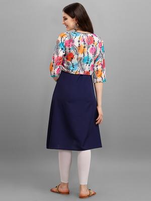 solid a-line kurta with printed jacket - 17871861 - Standard Image - 3