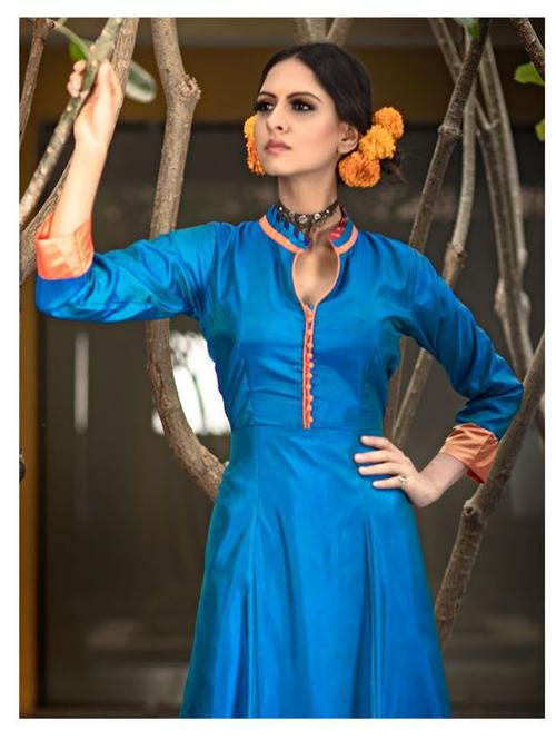 blue silk kurti - 17871866 - Standard Image - 1