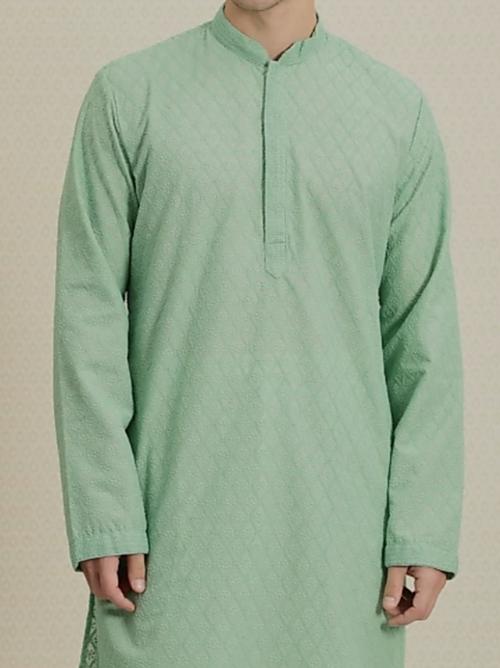 green cotton kurta - 17872056 - Standard Image - 1