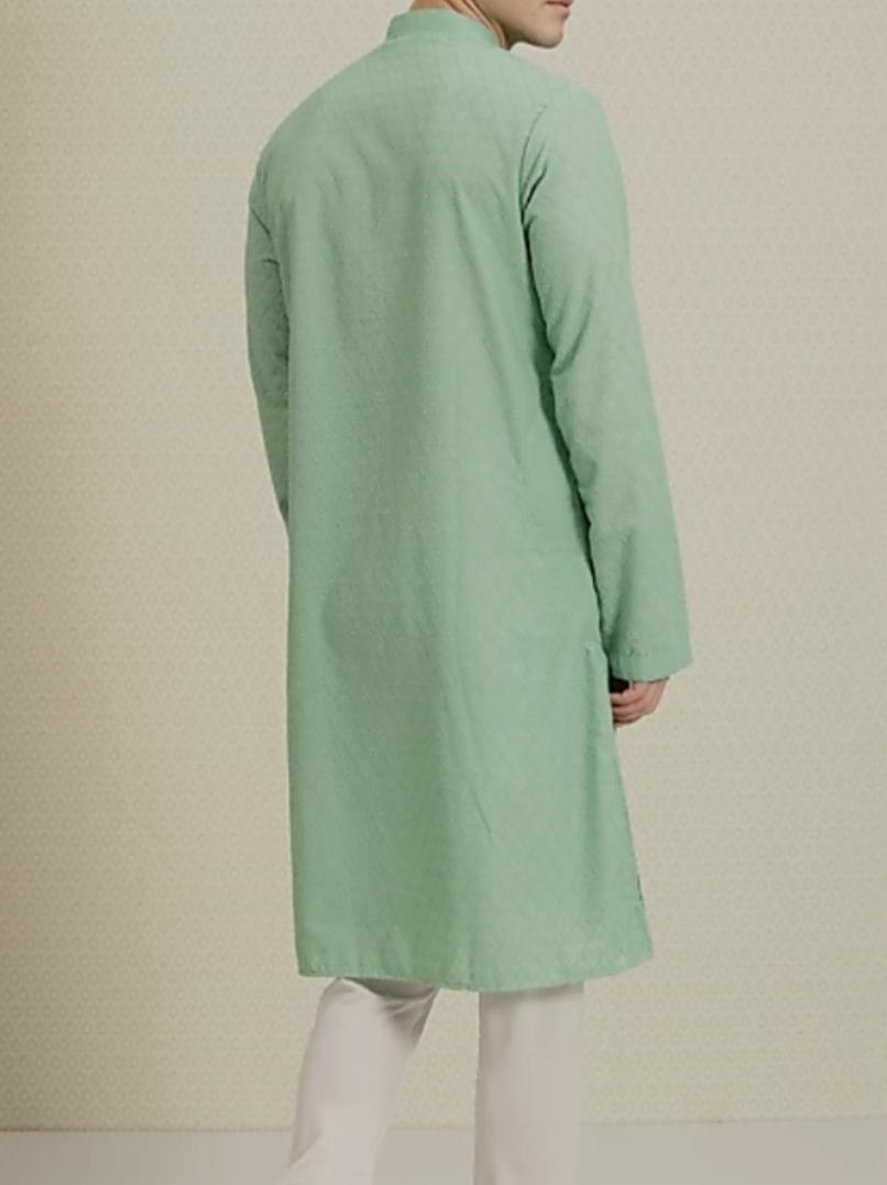 green cotton kurta - 17872056 - Zoom Image - 2