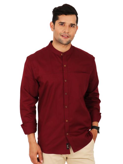 maroon solid casual shirt - 17872531 - Standard Image - 1
