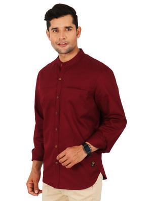 maroon solid casual shirt - 17872531 - Standard Image - 2