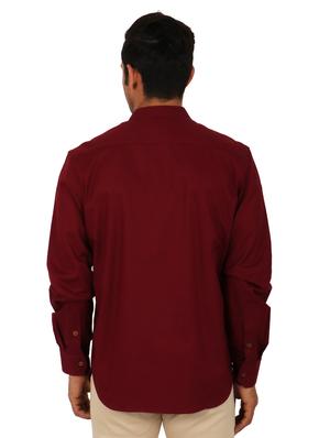 maroon solid casual shirt - 17872531 - Standard Image - 3