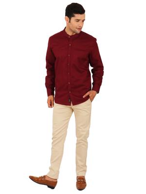 maroon solid casual shirt - 17872531 - Standard Image - 4