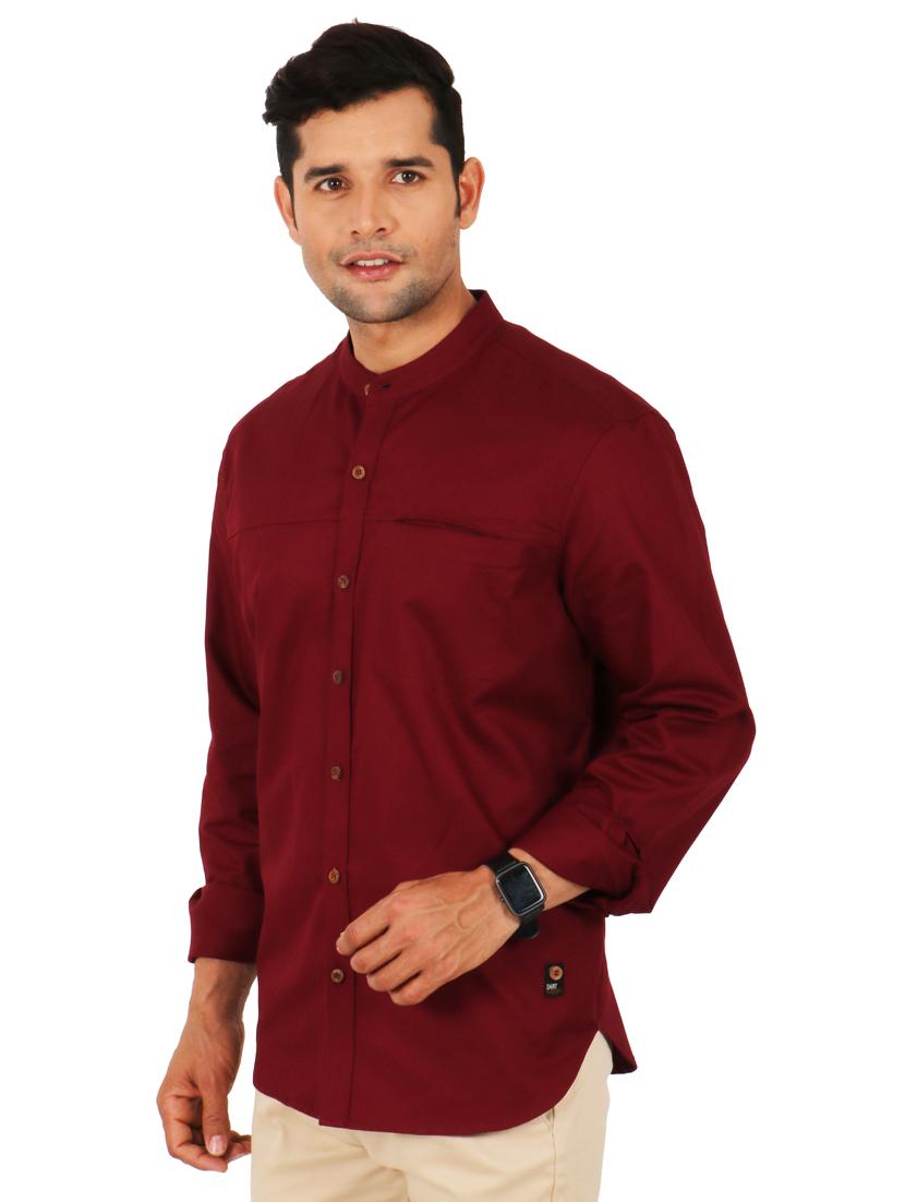 maroon solid casual shirt - 17872531 - Zoom Image - 2