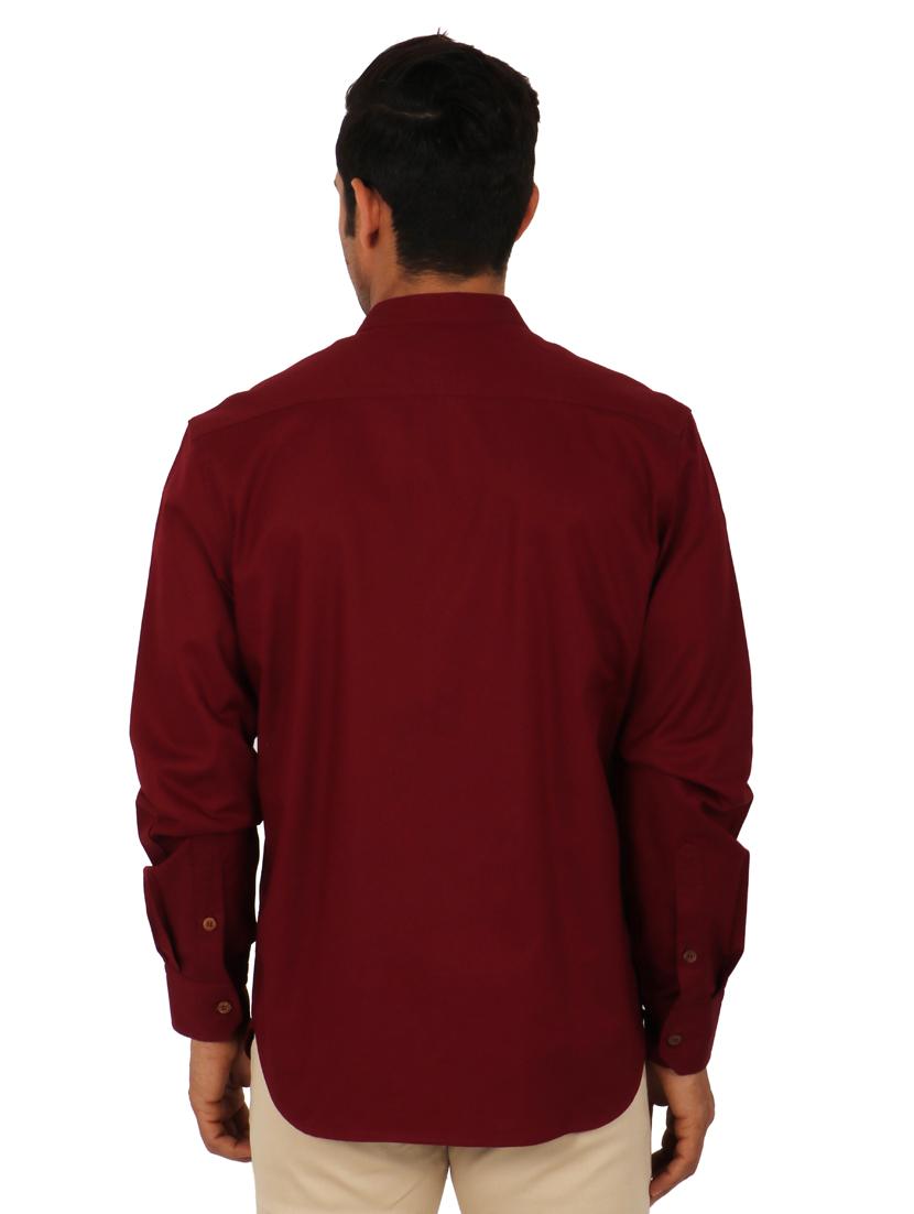 maroon solid casual shirt - 17872531 - Zoom Image - 3