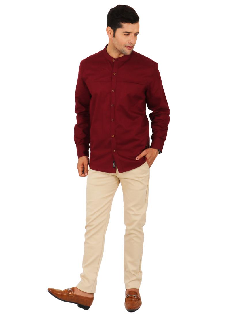 maroon solid casual shirt - 17872531 - Zoom Image - 4