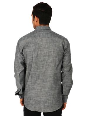 grey solid casual shirt - 17872538 - Standard Image - 3