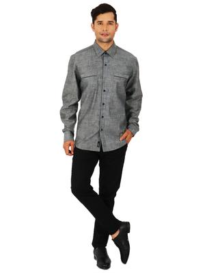 grey solid casual shirt - 17872538 - Standard Image - 4