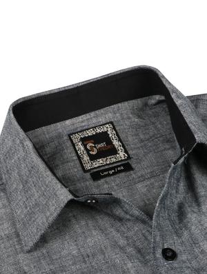 grey solid casual shirt - 17872538 - Standard Image - 5
