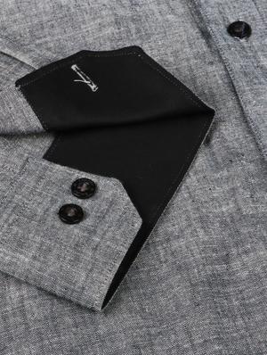 grey solid casual shirt - 17872538 - Standard Image - 6