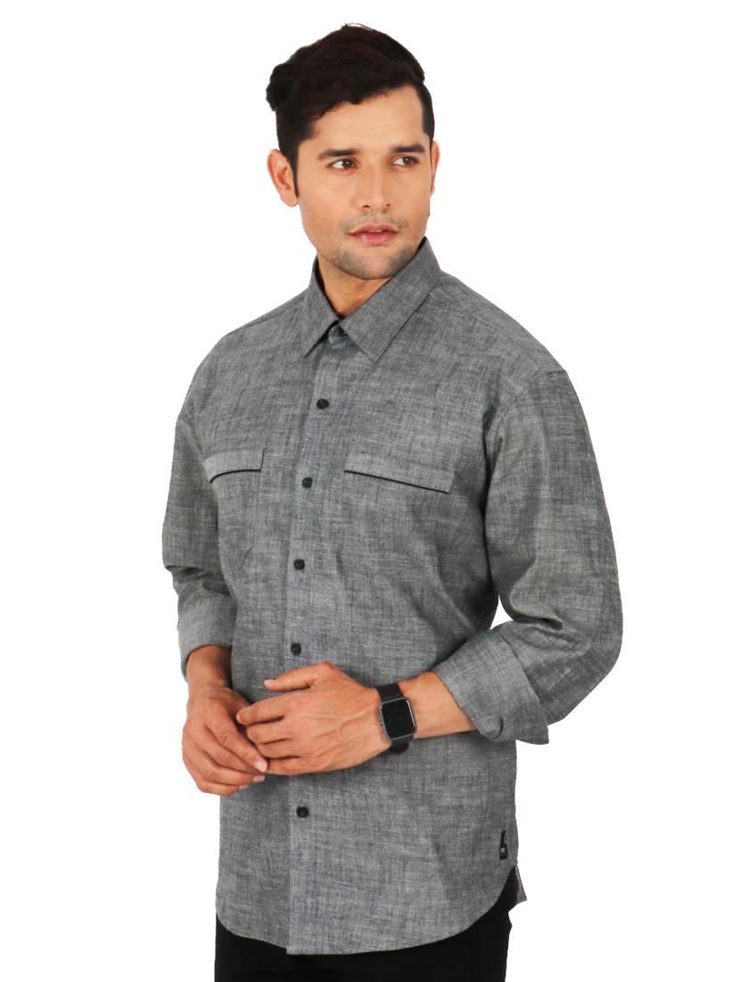 grey solid casual shirt - 17872538 - Zoom Image - 2