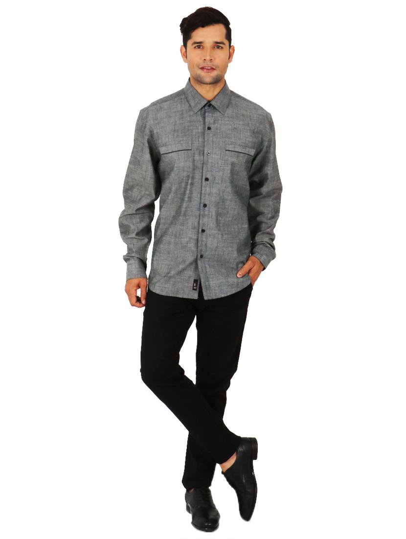 grey solid casual shirt - 17872538 - Zoom Image - 4