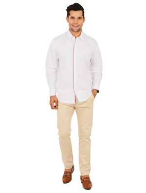 white solid casual shirt - 17872543 - Standard Image - 4