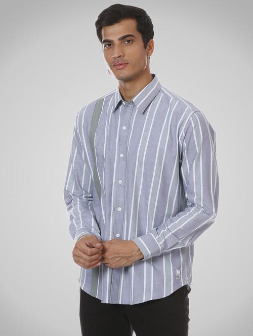 blue striped casual shirt - 17872551 - Standard Image - 1