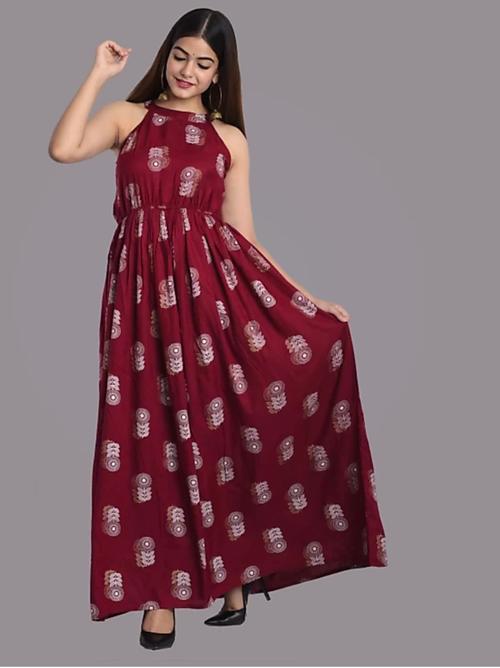 maroon cotton maxi dress - 17872689 - Standard Image - 1