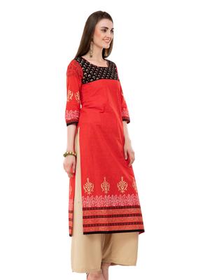 m2r printed cotton blend round neck kurti for women - 17873124 - Standard Image - 4