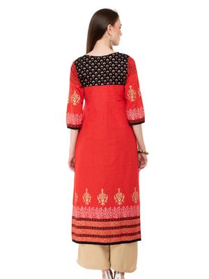 m2r printed cotton blend round neck kurti for women - 17873124 - Standard Image - 5