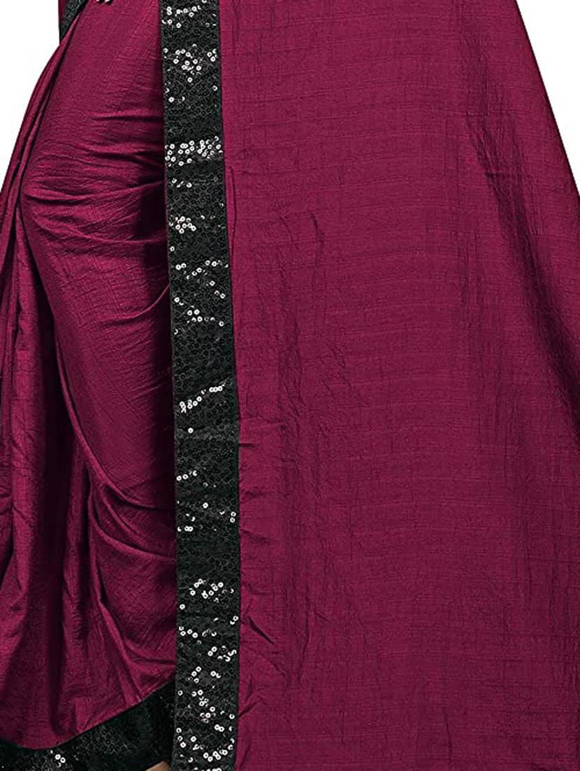 solid embroidered saree with blouse - 17873490 - Zoom Image - 4