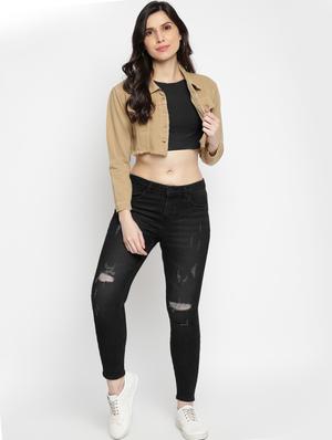 frayed hem cropped jacket - 17873493 - Standard Image - 4